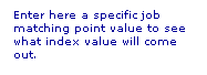 Text Box: Enter here a specific job matching point value to see what index value will come out.
